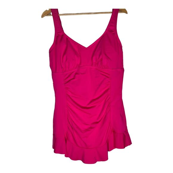 Kenneth Cole Reaction Bright Pink 1X large One Piece Swimsuit - Picture 1 of 4